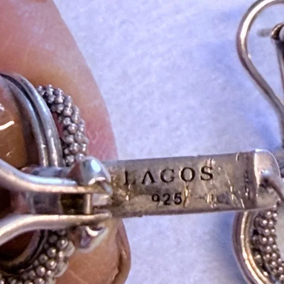 LAGOS 925 Silver Beaded Hoop Earrings - Picture 2 of 4